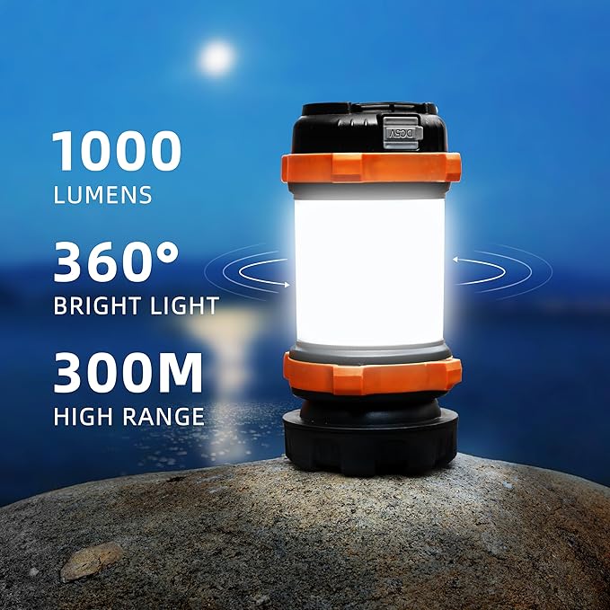 Camping Lantern Rechargeable , Alpswolf Camping Flashlight 4000 Capacity Power Bank,6 Modes, IPX4 Waterproof, Led Lantern Camping, Hiking, Outdoor Recreations, USB Charging Cable Included