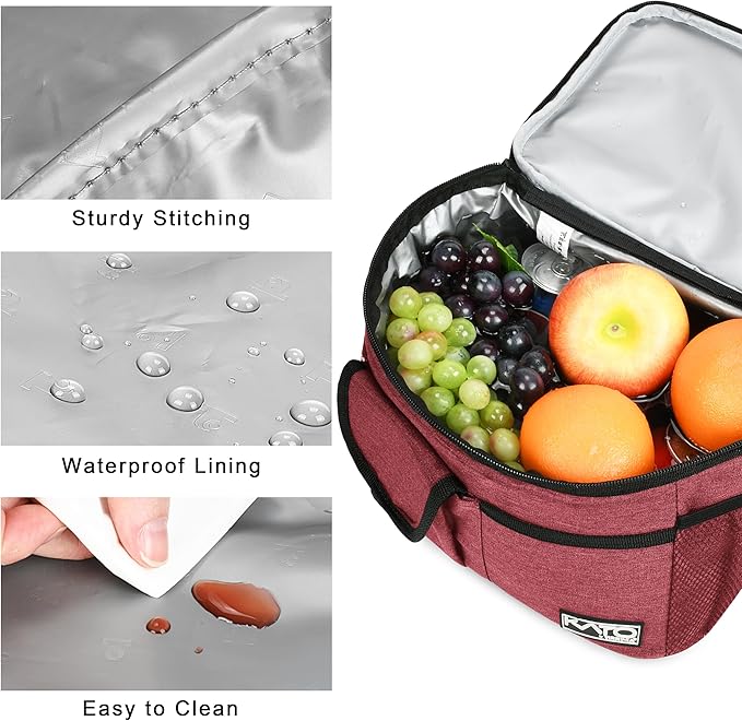 Tirrinia Insulated Lunch Box for Women Men, Leakproof Reusable Lunch Bag Containers for Adult,Working,Office,Lunch Soft Cooler Bag Tote for Picnic Hiking Beach,Red
