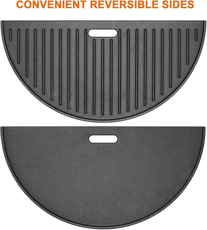 18" Grill Grate & Griddle Replacement for Kamado Joe Grill Accessories Classic III, II, I Stand-Alone, Solo Stove, for Large Big Green Egg Cast Iron Grate, Vision Parts VGKSS-CC2, B-11N1A1-Y2A