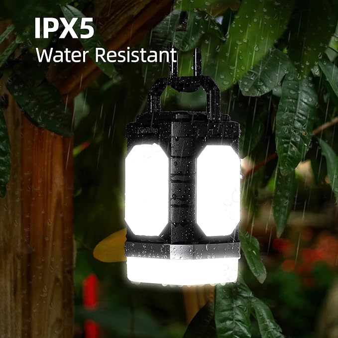 Sinvitron 30000mAh LED Camping Lantern with QC3.0 Fast Charging, 1000LM Emergency Lights for Power Outages, 350H Runtime, IPX5 Waterproof Rechargeable Lamp for Tent, Outdoor (Black/Grey)