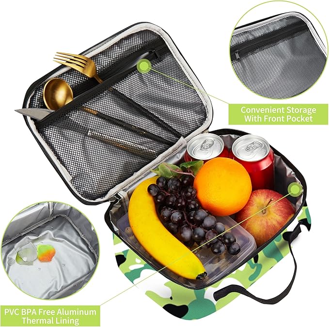 rickyh style Lunch Box with Padded Liner, Spacious Insulated Lunch Bag Durable Thermal Lunch Cooler Pack with Strap for Men Women Boys Girls Adults School Sports Beach Picnic Work Camp,2 Pocket