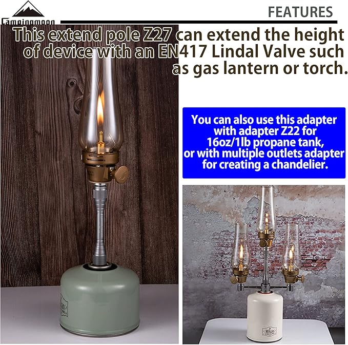 CAMPINGMOON 4.7-inch/9-inch Length Extension Pole Rod for Camping Lantern