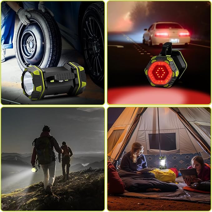 AlpsWolf Camping Lantern Rechargeable, LED Flashlight, 4800 Capacity Battery Powered, Portable Light, 4+4 Modes for Emergency, Outdoor, Power Outages, Fishing