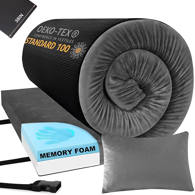 Sleeping Pad,3-inch Thick Memory Foam Camping Mattress,Portable Roll-Up Mat for Car/Tent/Floor/Cot/Travel,Comfortable Pad for Guests Sleepover