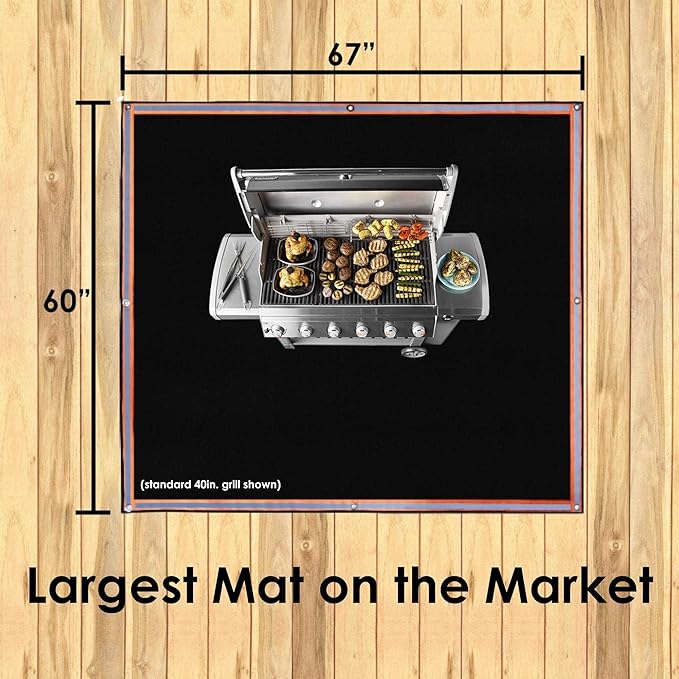 XL Fire Pit Mat, USA Based, Fireproof Under Grill Mat for Outdoor Grill Deck Protector, 67" x 60", for Firepit, Grass, Patio, Lawn, Campsite, BBQ Mat, Fire Proof Ember Mat
