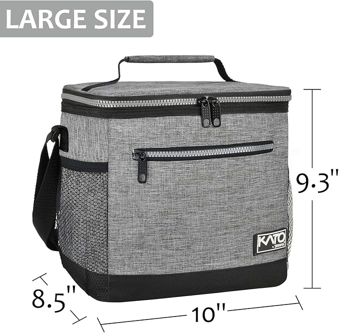 Tirrinia Large Insulated Lunch Box for Men/Women, Leakproof Thermal Lunch Bag for Office Picnic Work Beach Camping,Reusable Lunch Cooler Tote for Adult, Light Grey