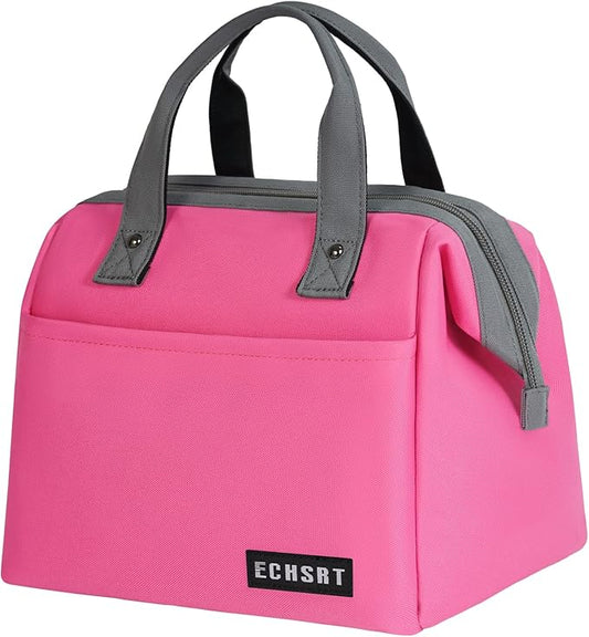 ECHSRT Large Insulated Lunch Bag for Women Men Leakproof Lunch Tote Bags Cooler Bag for Work Travel Adult Thermal Lunch Bags for Office -10L Lunchbox - Pink