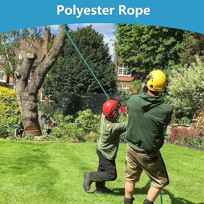 Arborist Rigging Rope - Blue 1/2 in x 150 Ft Static Bull Rope for Climbing Tree Felling Pulling Various Outdoor Applications Construction Swing Sailing