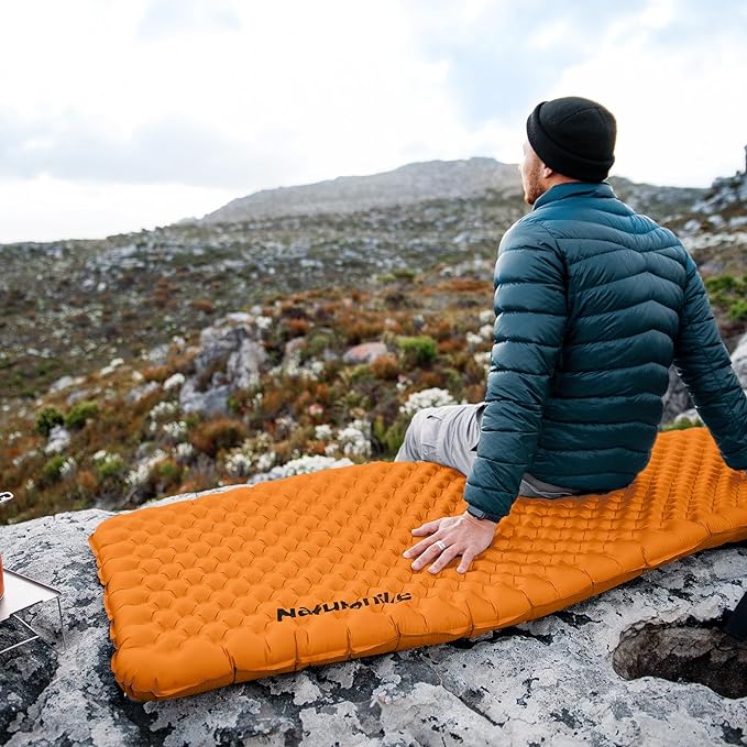 Naturehike Ultralight Insulated Sleeping Pad with R5.8, 3.2in Thickened Patchworkable Inflatable Double Sleeping Mat for Camping, Hiking, Climbing with Inflatable Bag