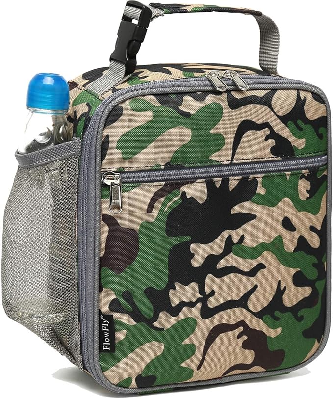 FlowFly Kids Lunch box Insulated Soft Bag Mini Cooler Back to School Thermal Meal Tote Kit for Girls, Boys, Forest
