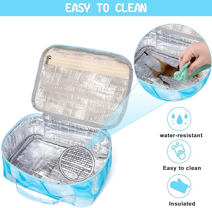 LOIDOU Lunch Box for Kids Boys Girls Insulated Lunch Bag Thermal Meal Tote Reusable Lunch Pail Bags for School Travel (Marble Blue)