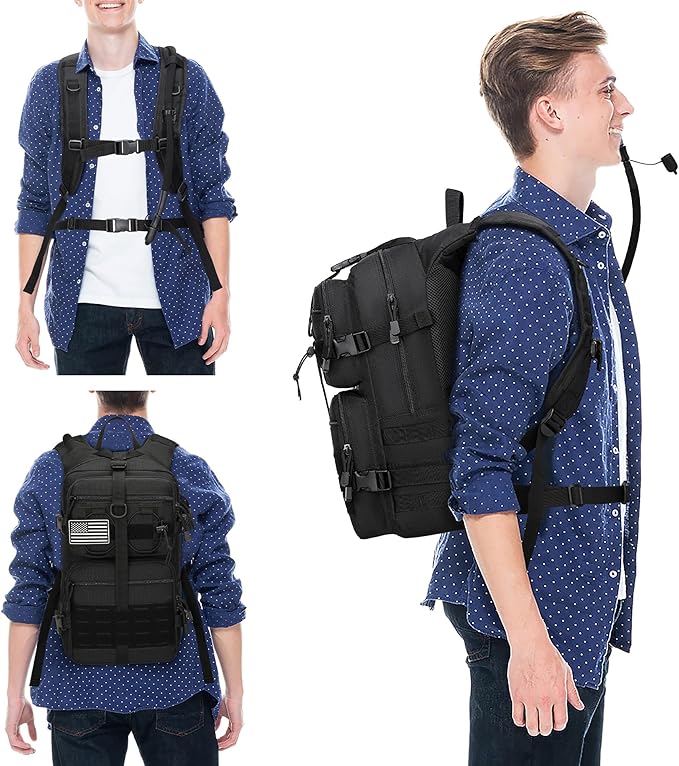 1050D Tactical Hydration Backpack with 3L TPU Water Bladder, Military Molle Water Backpack Perfect for Men & Women, Hydration Pack for Hiking, Biking, Running, Climbing, Hunting, Daily Use