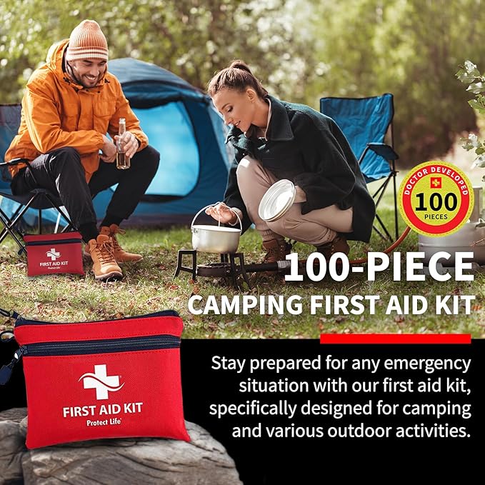 Protect Life Survival First Aid Kit for Home/Business, Camping Survival Kits | Mini Travel First Aid Kit | Camping Equipment | Small Kits for Car | Outdoor Emergency Survivals Pack