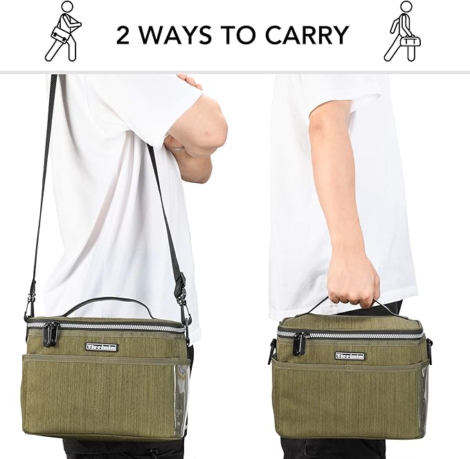 Tirrinia Insulated Lunch Box for Women Men, Leakproof Reusable Lunch Bag Containers for Adult,Working,Office,Lunch Soft Cooler Bag Tote for Picnic Hiking Beach,Olive