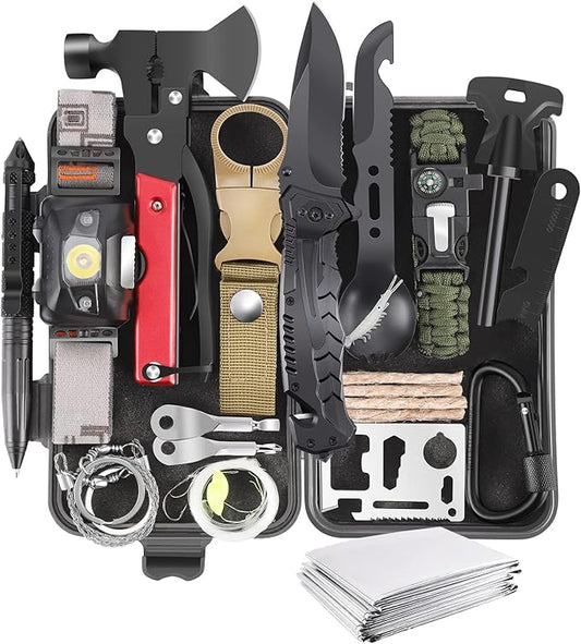 Gifts for Men Dad Husband Boyfriend, 30 in 1 Survival Gear and Equipment, Emergency Survival Kit Camping Accessories, First Aid Kit for Camping Hiking Hunting Fishing