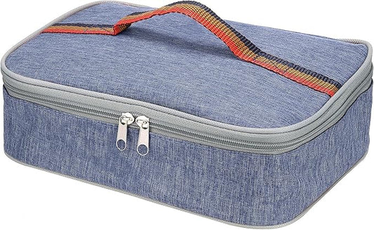 PATIKIL 12"x9"x3" Insulated Lunch Bags, Portable Food Containers Bag Flat Bento Bags Reusable Thermal Lunch Pail for Men and Women, Blue