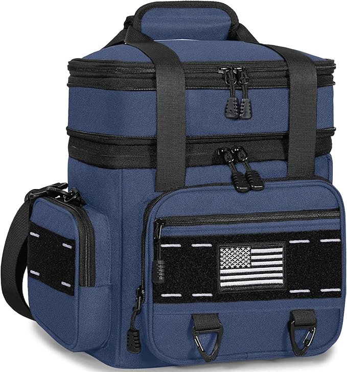 Expandable Tactical Lunch Box, Large Insulated Lunch Cooler Bag Heavy Duty Leakproof Lunch Pail for Men Adults Work Office Outdoor Picnic Trips,16L,Blue