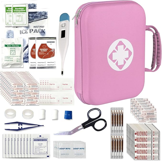 Portable-Home First-Aid Emergency-Kit Car-Travel - 299Pcs Urgent Basic First Aid Set Earthquake Emergency Kit Outdoor Backpacking Gear for Hiking Office Pink YIDERBO