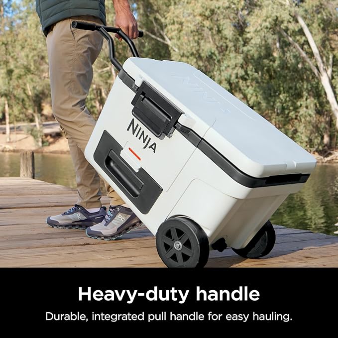 Ninja | Cooler | FrostVault 45QT Cooler with Wheels | Insulated with Temp Dry Storage Drawer | Keeps Ice Cold for Days | for The Beach, Camping, Picnics & More | Cloud White | FB245WH