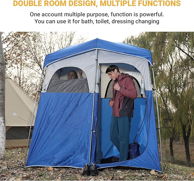 KingCamp Shower Tent, Portable Privacy Tent Outdoor Camping 1/2 Room Toilet Tents with Shower Bag & Dressing Room for Travel Beach Tailgate