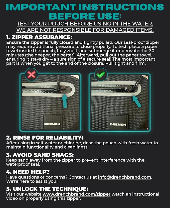 DRENCH 100% Underwater Waterproof Fanny Pack. Waist Pack. Submersible Waterproof Phone Pouch. Dry Bag for Swimming, Boating, SUP & Snorkelling. Underwater Phone case. Floating Belt Bag. Dry Bag Travel