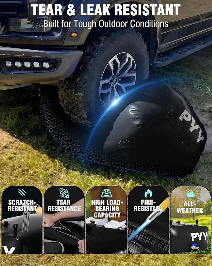 PYY Portable 264 Gallon Water Bladder - Truck Bed,Carrier Cart, Large Water Bob Bathtub Emergency Water Bladders for Outdoor RV Car Camping,Water Bladder Tank with Spigot,Overflow Kit-Black 1000L