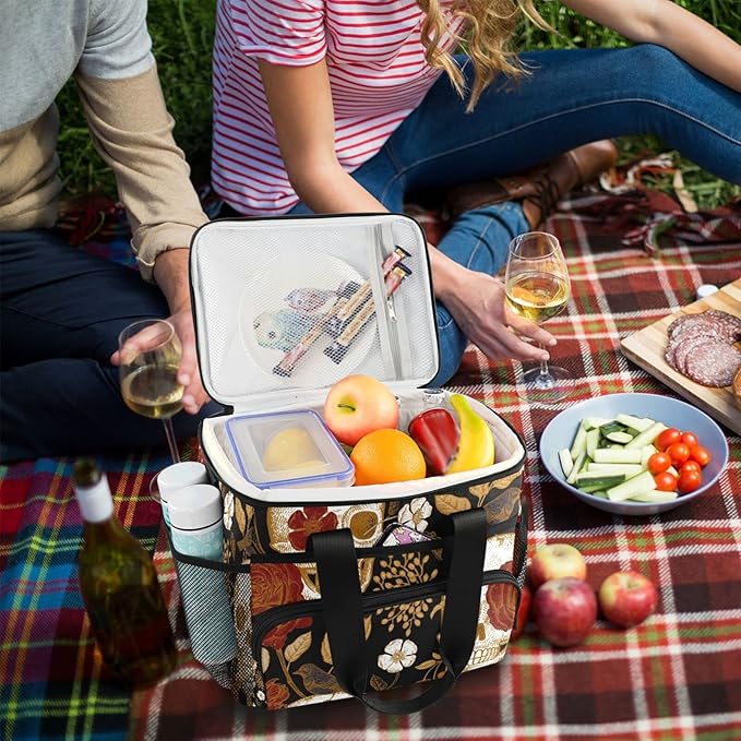 Cooler Bag Insulated Picnic Bag Large Lunch Box Reusable Tote Bag Soft Sided Portable Beach Cooler Grocery Camping