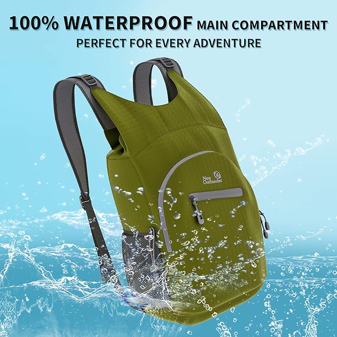 Outlander 100% Waterproof Hiking Backpack Lightweight Packable Travel Daypack