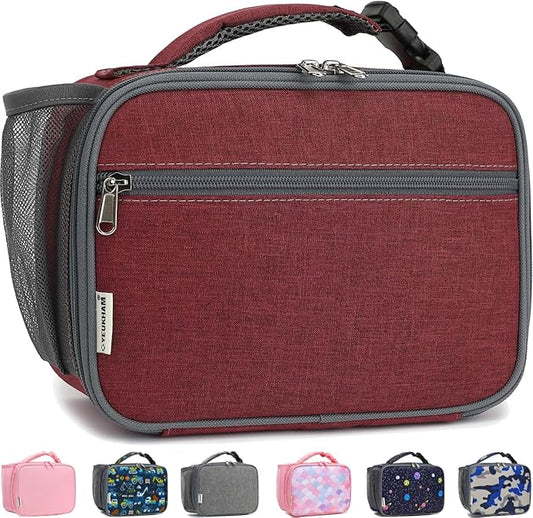Insulated Lunch Box for School, Thermal Reusable Durable Freezable Lunch Bags for Kids Boys Girls Men Women - Small Soft Cooler Portable Lunch Tote Kit for Work Picnic Travel,Dark Red