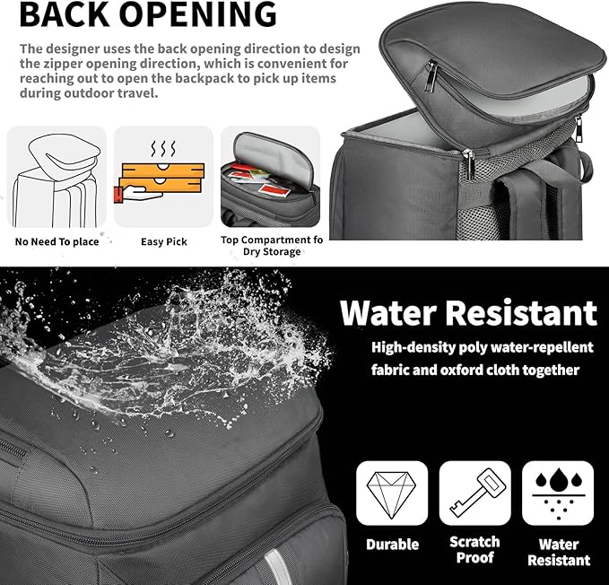 LTINVECK Cooler Backpack,2 Insulated Compartments Backpack Cooler Leakproof Double Deck Lightweight Cooler Lunch Box Bag for Men Women