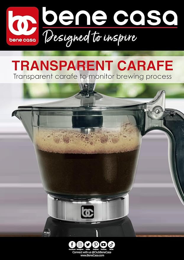 Bene Casa Black Portable Electric Espresso Maker/Cafetera, 1-3 Cups/Shots (1, BLACK)