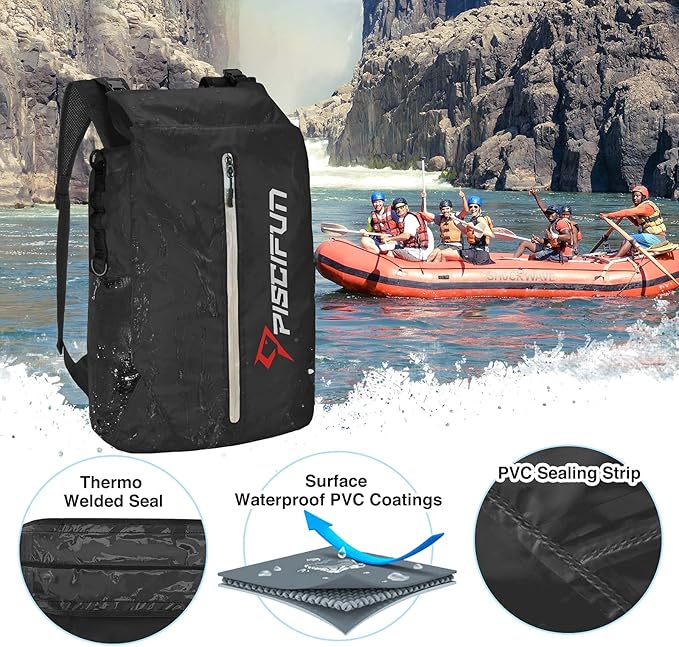 Piscifun Dry Bag Waterproof, Lightweight Dry Backpack with Waist Pouch and Phone Case for Kayaking, Boating 10L 20L 30L