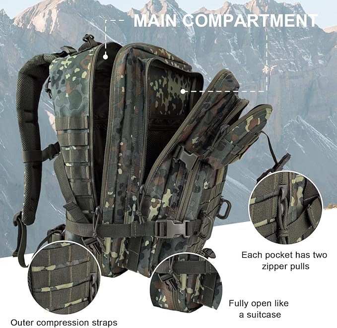MOLLE Assault Pack, Tactical Backpack Military Army Camping Rucksack, 3-Day Pack