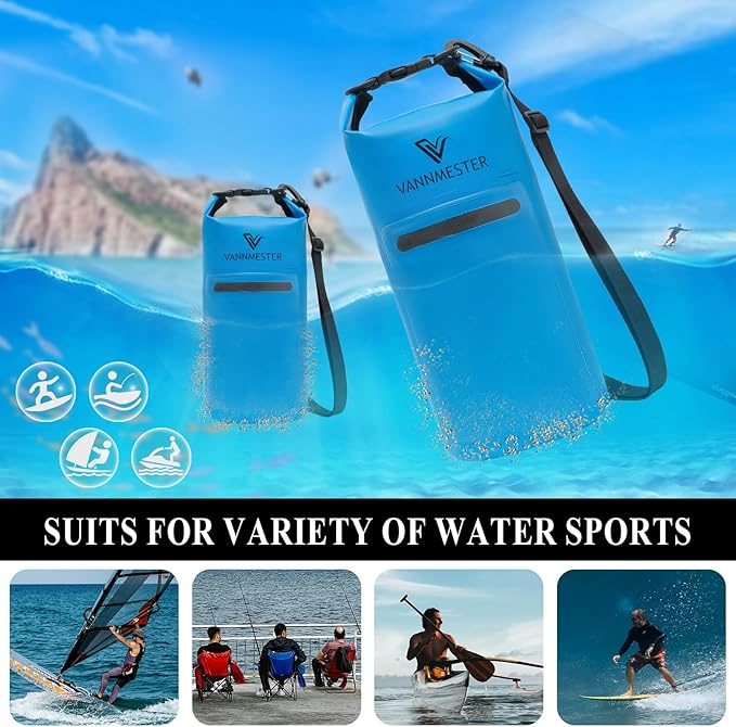 Floating Waterproof Bag Small Dry Backpack Sand Bag Anchor Waterproof Backpack for Travel Beach Vacation Hiking Camping (Blue)
