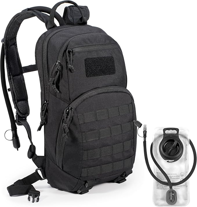Tactical Small Hydration Backpack 10L Molle Pack for Outdoor Hiking Gravel Cycling Mountain Biking with 2.5L Bladder