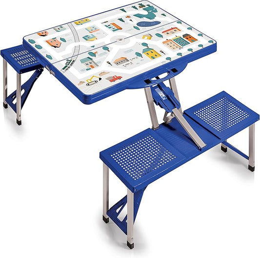 PICNIC TIME Folding Picnic Table, Camping Table, Outdoor Table with Umbrella Hole