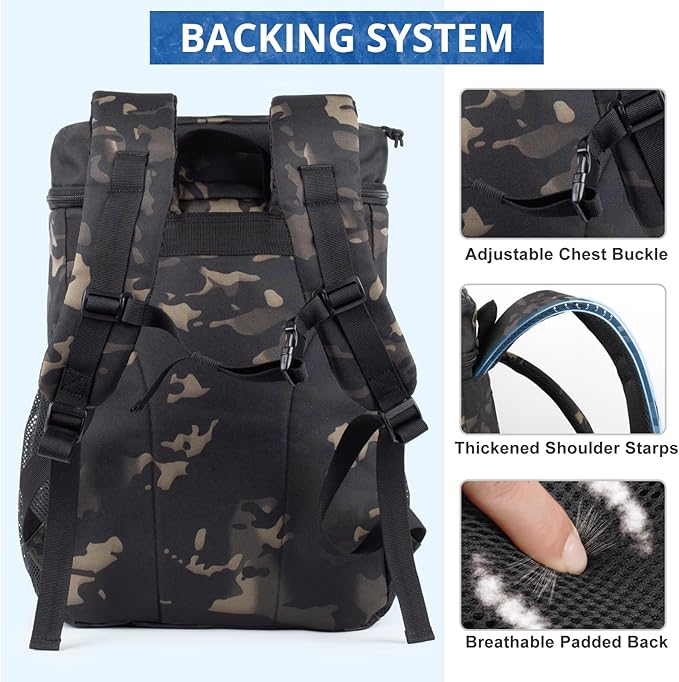 Tactical Backpack Cooler for Men, 25L Large Insulated Backpack Leak-Proof, Heavy Duty Lunch Backpack, Waterproof Ice Chest Bag Women Adults Work Daytrip Camping Beach Hiking