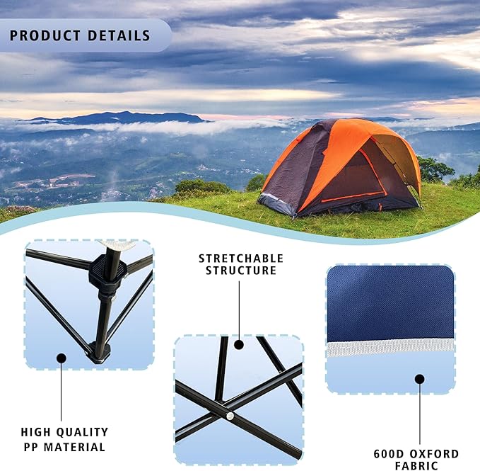 Camping Table & Beach Table, – Portable 2-Tier Foldable Table with 4 Cup Holders & Carry Bag, Lightweight Waterproof Oxford Fabric for Outdoor Adventures, Picnic, Tailgating, and Fishing
