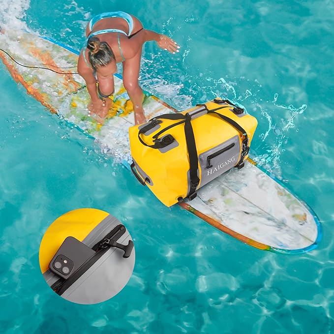 70L Waterproof Duffel Bag Travel Dry Bag, Large Capacity, Adjustable Thickened Straps and Handles, Zip Closure, Air Valve, Keep Equipment Safe, Suitable for Boating Rafting Motorcycle Kayaking