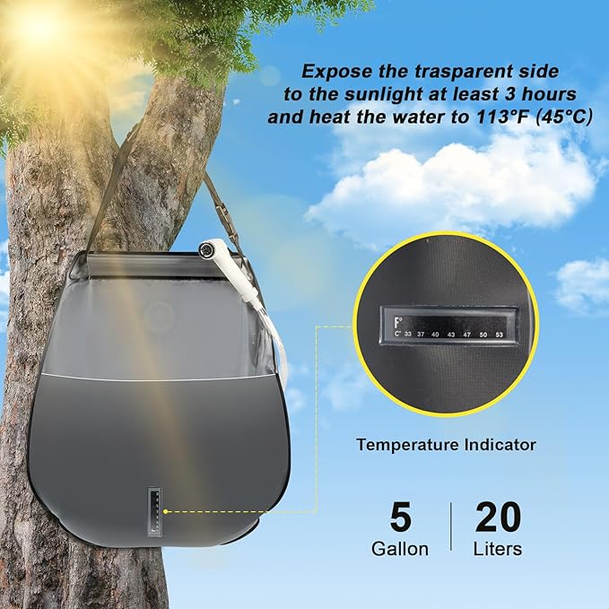 Portable Camping Privacy Tent, Outdoor Shower Tent Kit with 5 Gallon Shower Bag-(Nozzle Upgraded)