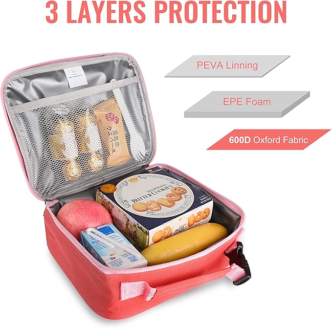 Genteen Lunch Box Lunch Bag for Kids Girls,Insulated Lunch Bag Women,Reusable Lunchbox for School,Work,Outdoor (Red)