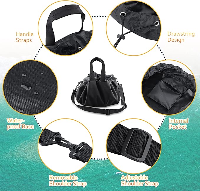 Wetsuit Change Mat, Portable Large Beach Dry Bag Waterproof Changing Mats with Shoulder and Handle Strap for Surfing