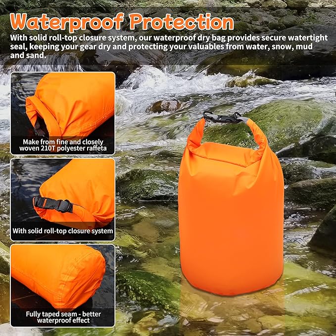 Desoto Waterproof Dry Bag 2 packs, 2L/5L/10L/20L/40L/70L Dry Sack Lightweight Portable, Dry Storage Bag to Keep Gear Dry Clean for Kayaking, Gym, Hiking, Swimming, Camping (Green, 70L)