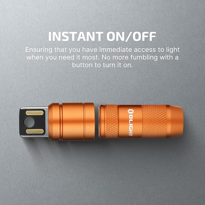OLIGHT IMINI 2 EDC Rechargeable Keychain Flashlight, 50 Lumens Compact and Portable Mini LED Keyring Lights with Built-in Battery Ideal for Everyday Carry and Emergencies (Orange)