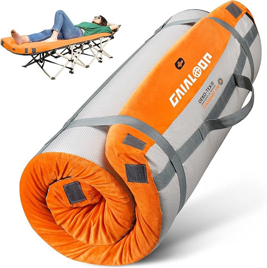 4 INCH Thick Foam Camping Mattress [Car/Tent/Cot] 30D Foam Portable Floor Sleeping Mat Cot Pad Roll Up Mattress for Guests Sleepovers RV Truck Camper