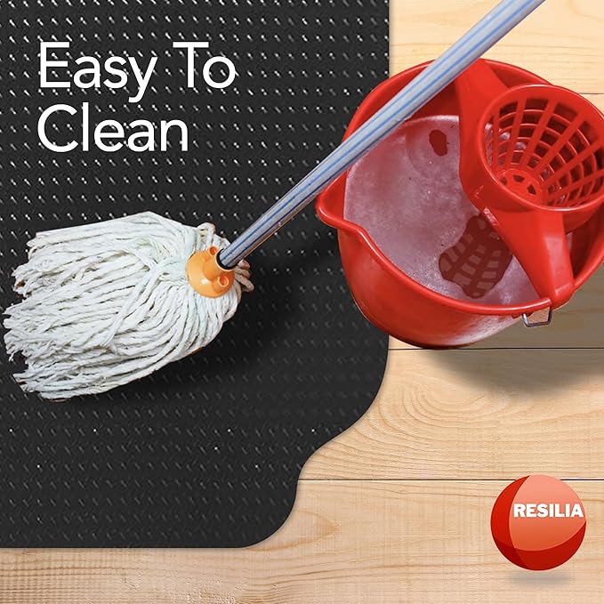 RESILIA Large Under Grill Mat – Heavy Duty, Reusable Outdoor Floor Protector Mats for Deck, Patio, & Garage – 72 Inch x 48 Inch with 12 Inch Splatter Protection Lip, Black Orange Peel