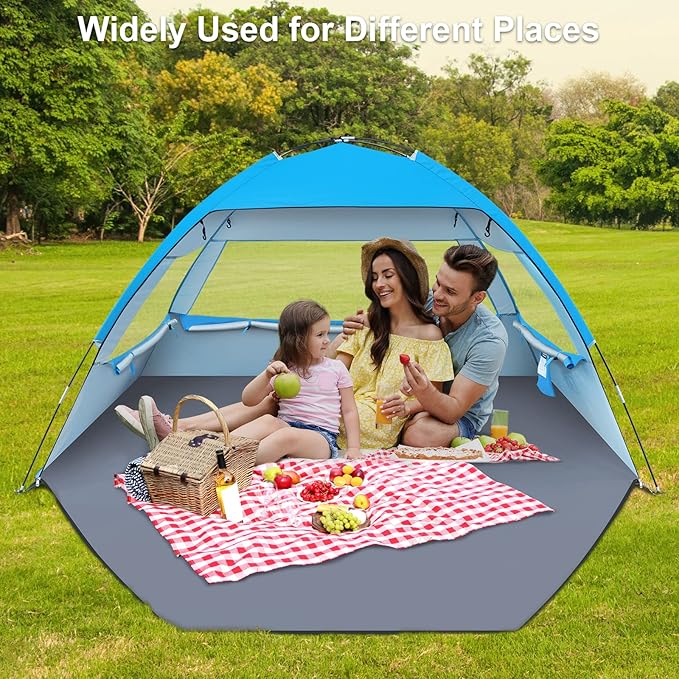 Gorich Beach Tent Sun Shelter for 3/4-5/6-7/8-10 Person with UPF 50＋ UV Protection, Lightweight & Easy Setup Beach Shade Canopy, Portable Beach Shade Tent Beach Cabana