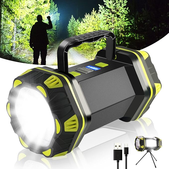 LED Camping Lantern Flashlight Spotlight Rechargeable Portable Super Bright Outdoor Emergency Light Searchlight Lamp Waterproof for Hiking Fishing Working Power Outages Hurricane