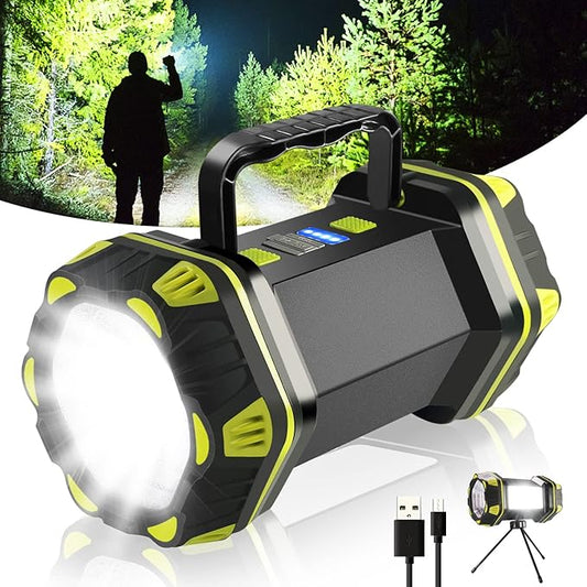 LED Camping Lantern Flashlight Spotlight Rechargeable Portable Super Bright Outdoor Emergency Light Searchlight Lamp Waterproof for Hiking Fishing Working Power Outages Hurricane