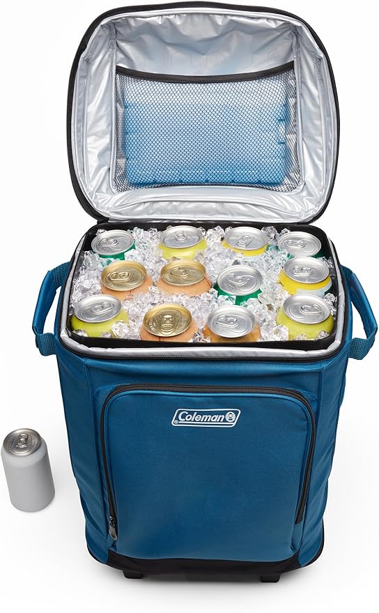 Coleman 42-Can Wheeled Soft Cooler, Leak-Proof Portable Insulated Chiller with 12+ Hour Ice Retention, Made with Recycled Materials